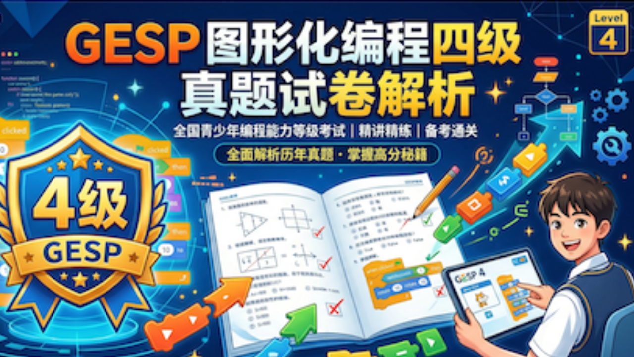 GESP图形化四级2026年3月真题卷，全套答案 · 逐题超详细解析
